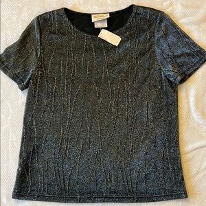 Vintage Elegant Black and Silver Women's Top